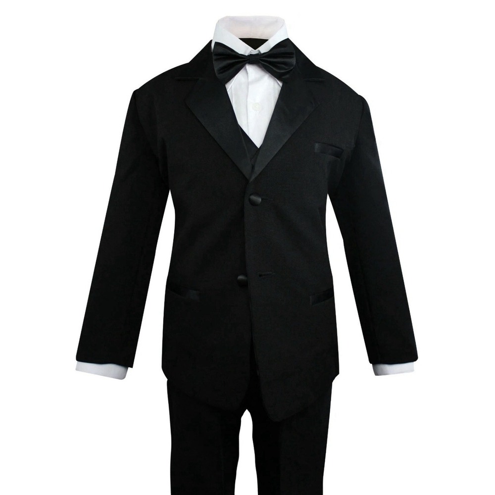 Toddler Boys' 5 Piece Classic Fit Formal Tuxedo Bow Tie Set Black 2T